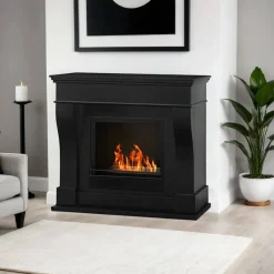 Camini A Bioetanolo > Dmora Camino a bioetanolo da pavimento 60x60x15h cm - Arnesano Nero