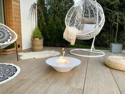 Camini A Bioetanolo > Dmora Camino a bioetanolo da tavolo 60x60x15h cm - Arnesano Bianco