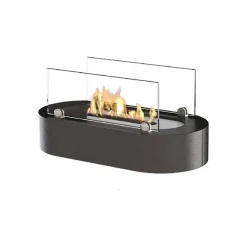 Camini A Bioetanolo > Dmora Camino a Bioetanolo Nero Argento Capacità 1 lt Superficie Riscaldabile 30 40x20x20h cm, Potenza (kw) 2.5 - Lahabana Argento, Nero