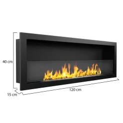 Camini A Bioetanolo > Dmora Camino a Bioetanolo Capacità 1.25 lt Superficie Riscaldabile 30 120x15x40h cm, Potenza (kw) 3 - Pompiano Nero