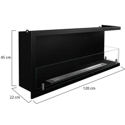 Camini A Bioetanolo > Dmora Camino a Bioetanolo Capacità 1.25 lt Superficie Riscaldabile 30 120x22x45h cm, Potenza (kw) 3 - Lonigo Nero