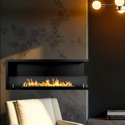 Camini A Bioetanolo > Dmora Camino a Bioetanolo Capacità 1.25 lt Superficie Riscaldabile 30 120x22x45h cm, Potenza (kw) 3 - Lonigo Nero