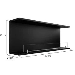 Camino a Bioetanolo Nero Capacità 1.25 lt Superficie Riscaldabile 30 m2 120x24x45h cm, Potenza (kw) 3 - Pertosa