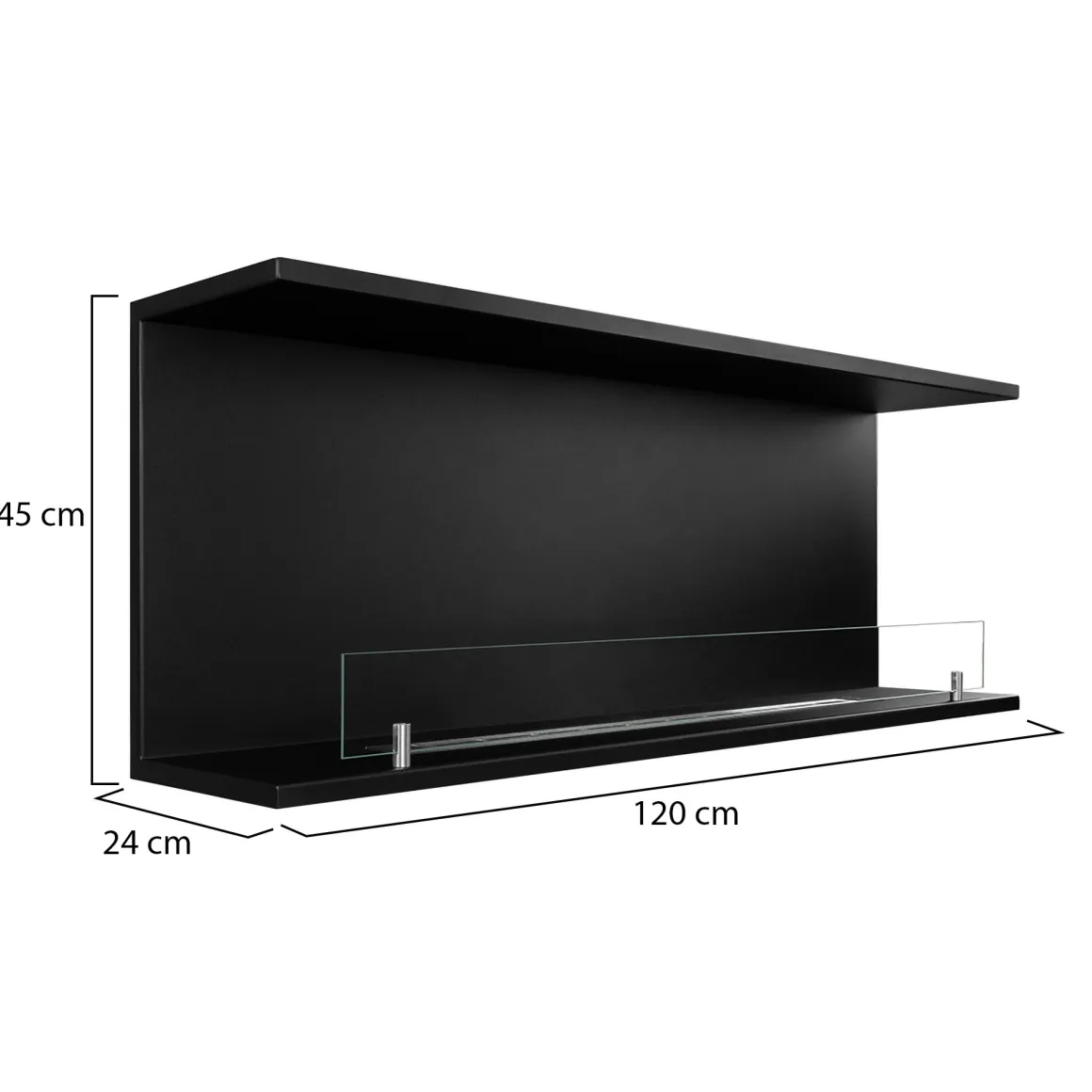 Camino a Bioetanolo Nero Capacità 1.25 lt Superficie Riscaldabile 30 m2 120x24x45h cm, Potenza (kw) 3 - Pertosa