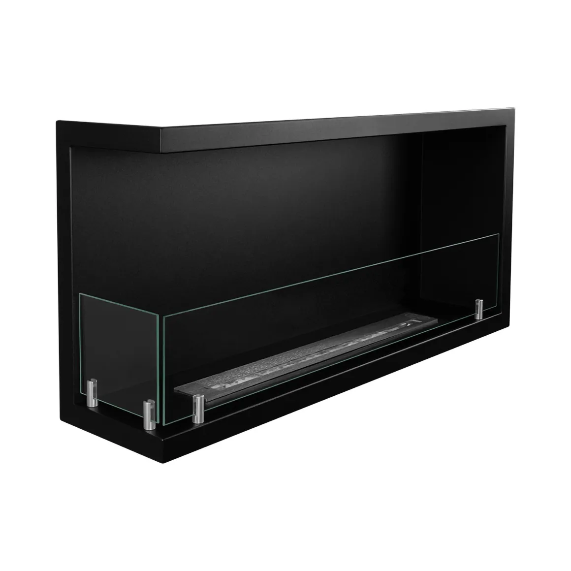 Camini A Bioetanolo > Dmora Camino a Bioetanolo Capacità 1.5 lt Superficie Riscaldabile 30 90x22x45h cm, Potenza (kw) 3 - Macomer Nero