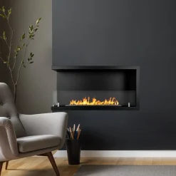 Camini A Bioetanolo > Dmora Camino a Bioetanolo Capacità 1.5 lt Superficie Riscaldabile 30 90x22x45h cm, Potenza (kw) 3 - Macomer Nero