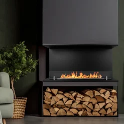 Camini A Bioetanolo > Dmora Camino a Bioetanolo Capacità 1.5 lt Superficie Riscaldabile 30 90x30x50h cm, Potenza (kw) 3 - Bassano Nero