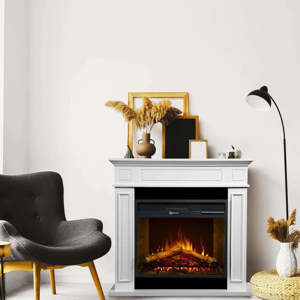Camini A Bioetanolo > Dmora Camino elettrico Airola, 90x28 h91 cm, Bianco