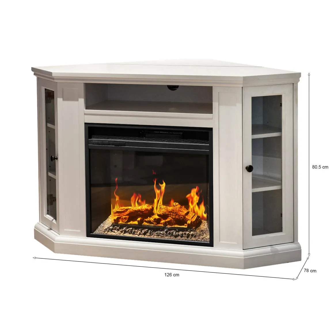 Camino elettrico Alonte, 126x78 h81 cm, Bianco