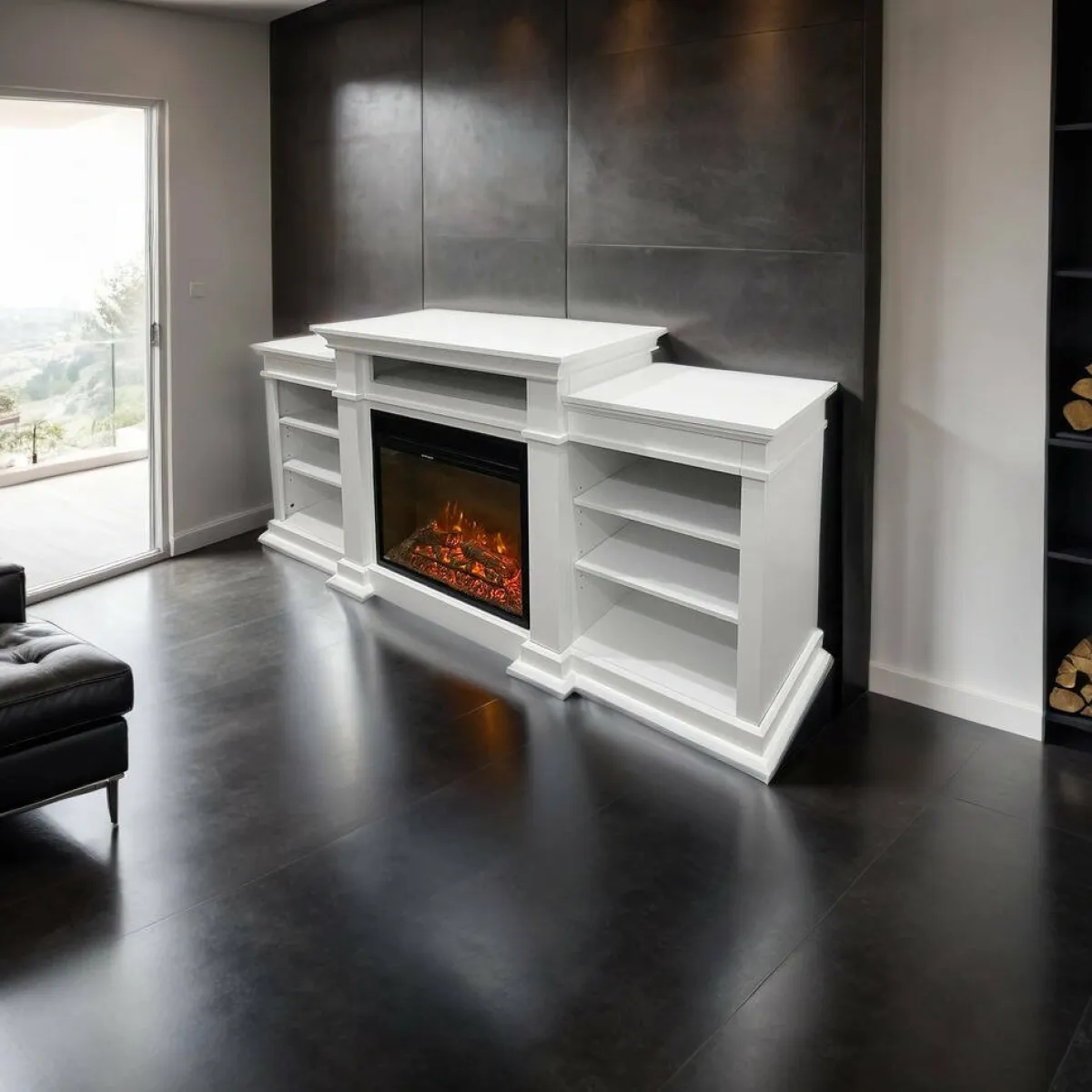 Camini A Bioetanolo > Dmora Camino elettrico Aramengo, 179x48 h81 cm, Bianco