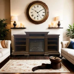 Camino elettrico Aramengo, 48x179 h85 cm, Marrone