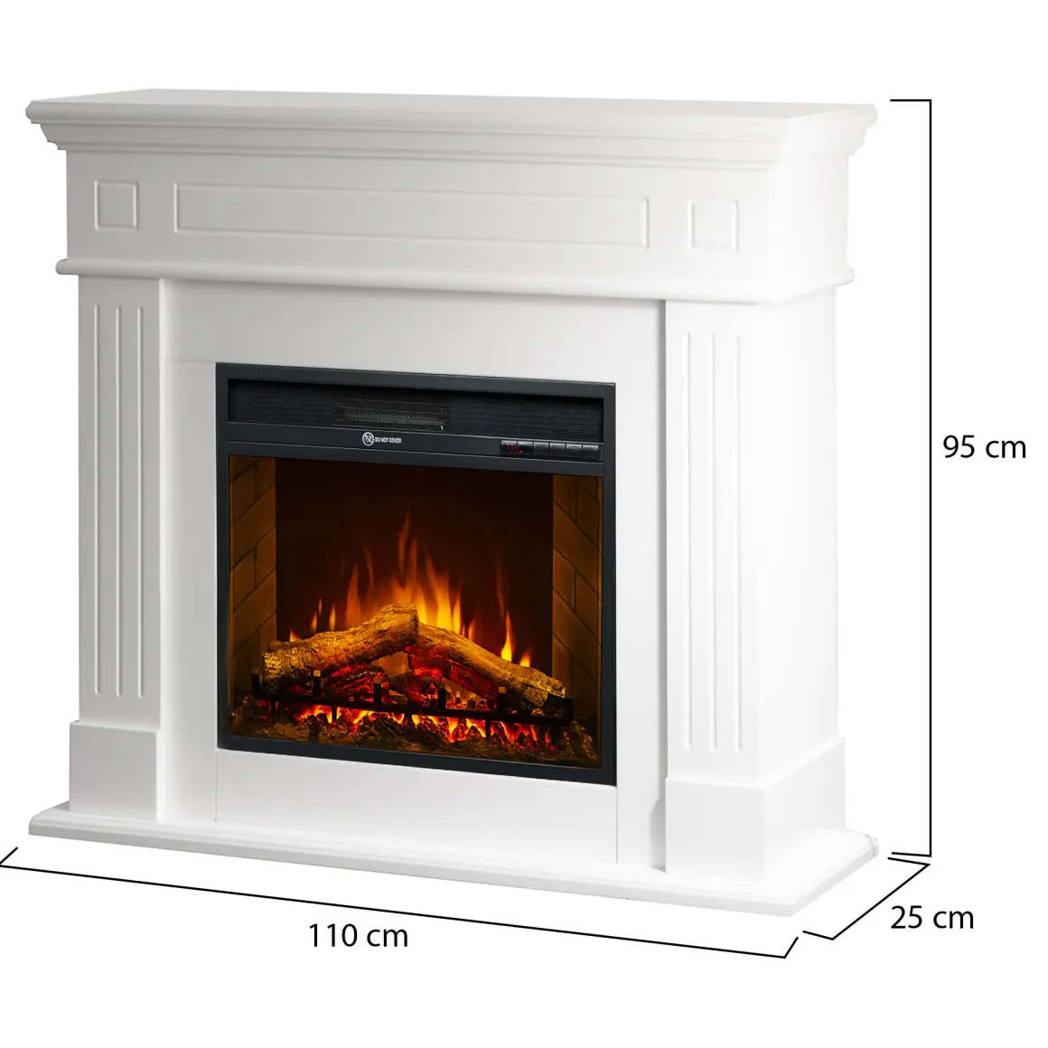 Camini Elettrici > Dmora Camino Elettrico Superficie Riscaldabile 30 Potenza (kw) 0.9/1.8 110x63x102h cm, Indoor - Treviolo Bianco