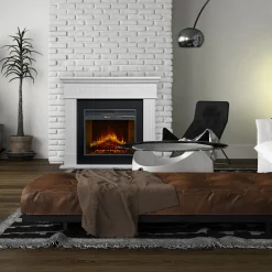 Camini Elettrici > Dmora Camino Elettrico Superficie Riscaldabile 30 Potenza (kw) 0.9/1.8 110x63x102h cm, Indoor - Treviolo Bianco