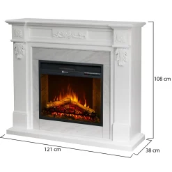 Camini Elettrici > Dmora Camino Elettrico Superficie Riscaldabile 30 Potenza (kw) 0.9/1.8 123x39x100h cm, Indoor - Triuggio Bianco