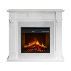Camini Elettrici > Dmora Camino Elettrico Superficie Riscaldabile 30 Potenza (kw) 0.9/1.8 123x39x100h cm, Indoor - Triuggio Bianco