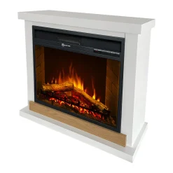 Camini Elettrici > Dmora Camino Elettrico Superficie Riscaldabile 30 Potenza (kw) 0.9/1.8 96x35x96h cm, Indoor - Alfaedo Bianco