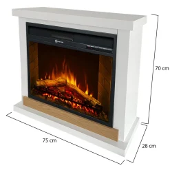 Camino Elettrico Bianco Superficie Riscaldabile 30 Potenza (kw) 0.9/1.8 75x28x70h cm, Indoor - Stia