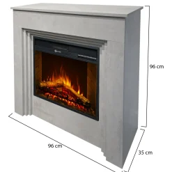 Camino Elettrico Grigio Cemento Superficie Riscaldabile 30 Potenza (kw) 0.9/1.8 96x35x96h cm, Indoor - Sturno