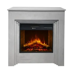 Camino Elettrico Grigio Cemento Superficie Riscaldabile 30 Potenza (kw) 0.9/1.8 96x35x96h cm, Indoor - Sturno