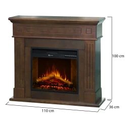 Camini Elettrici > Dmora Camino Elettrico Superficie Riscaldabile 30 Potenza (kw) 0.9/1.8 110x36x100h cm, Indoor - Lentella Marrone Noce