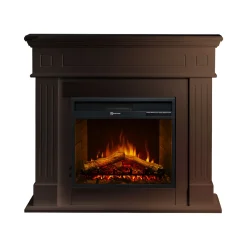 Camini Elettrici > Dmora Camino Elettrico Superficie Riscaldabile 30 Potenza (kw) 0.9/1.8 110x36x100h cm, Indoor - Lentella Marrone Noce
