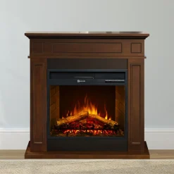 Camino Elettrico Marrone Noce Superficie Riscaldabile 30 Potenza (kw) 0.9/1.8 89x28x90h cm, Indoor - Versiggia