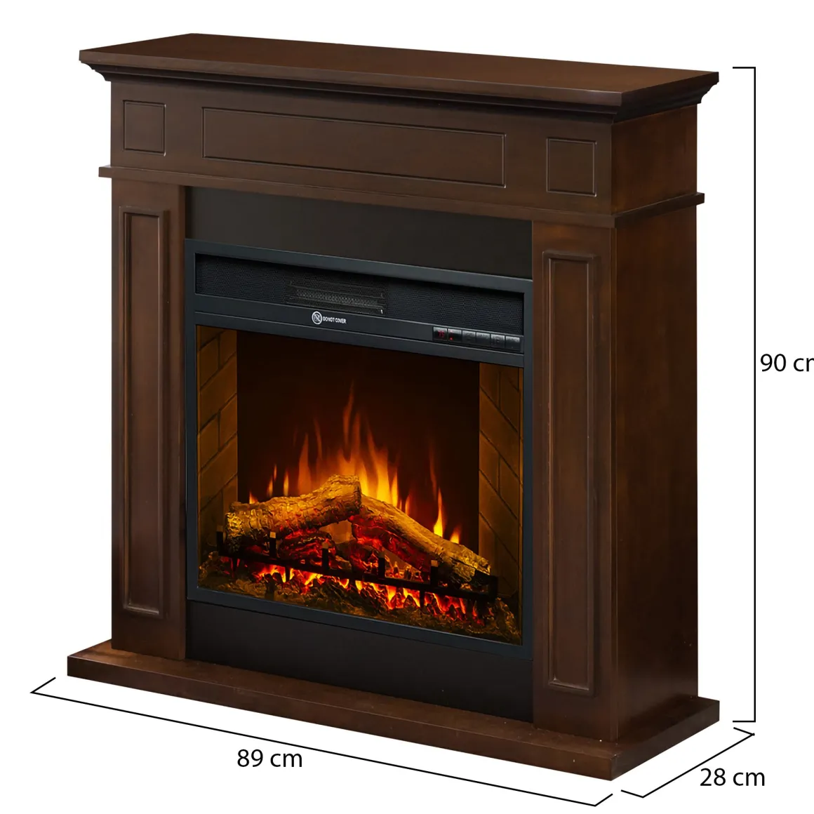 Camino Elettrico Marrone Noce Superficie Riscaldabile 30 Potenza (kw) 0.9/1.8 89x28x90h cm, Indoor - Versiggia