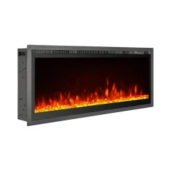 Camini Elettrici > Dmora Camino Elettrico Superficie Riscaldabile 30 Potenza (kw) 0.75/1.5 127x20x44h cm, Indoor - Pofi Nero