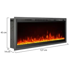Camini Elettrici > Dmora Camino Elettrico Superficie Riscaldabile 30 Potenza (kw) 0.75/1.5 127x20x44h cm, Indoor - Pofi Nero