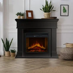 Camini Elettrici > Dmora Camino Elettrico Superficie Riscaldabile 30 Potenza (kw) 0.9/1.8 58x17x52h cm, Indoor - Gavardo Nero