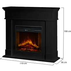 Camino Elettrico Nero Superficie Riscaldabile 30 Potenza (kw) 0.9/1.8 110x36x100h cm, Indoor - Cogliate