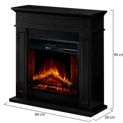 Camino Elettrico Nero Superficie Riscaldabile 30 Potenza (kw) 0.9/1.8 89x28x90h cm, Indoor - Prevalle
