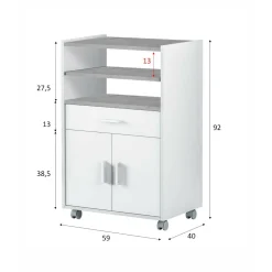 Carrelli > Dmora Carrello Akea, 59x40h92 cm, Bianco