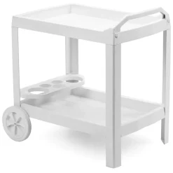 Carrello Bianco 2 Ripiani Ruote 53x74x73h cm, con Portabicchieri Made in Italy - Chidester