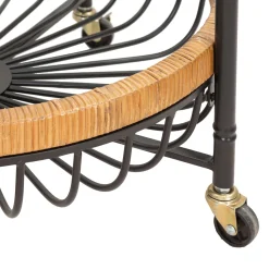 Carrelli > Dmora Carrello Marrone Nero 2 Ripiani Ruote 57x56x63h cm, con 2 Cestini in Rattan - Zakopa Nero, Marrone
