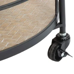 Carrelli > Dmora Carrello Marrone Nero 3 Ripiani Ruote 60x30x80h cm, Finitura Effetto Paglia di Vienna - Fapaga Nero, Marrone