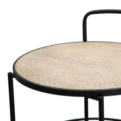 Carrelli > Dmora Carrello Marrone Nero 3 Ripiani Ruote 60x30x80h cm, Finitura Effetto Paglia di Vienna - Fapaga Nero, Marrone