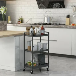 Carrelli > Dmora Carrello Masio, 43x30 h80 cm, Ardesia Grigio Ardesia