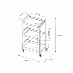 Carrello Masio, 43x30 h80 cm, Panna