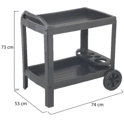 Carrelli > Dmora Carrello 2 Ripiani Ruote 53x74x73h cm, con Portabicchieri Made in Italy - Chidester Nero Antracite