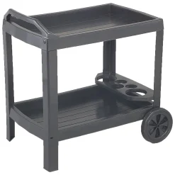 Carrelli > Dmora Carrello 2 Ripiani Ruote 53x74x73h cm, con Portabicchieri Made in Italy - Chidester Nero Antracite