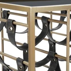 Carrello Nero oro 3 Ripiani Ruote 79x40x82h cm, con Portabottiglie - Druski