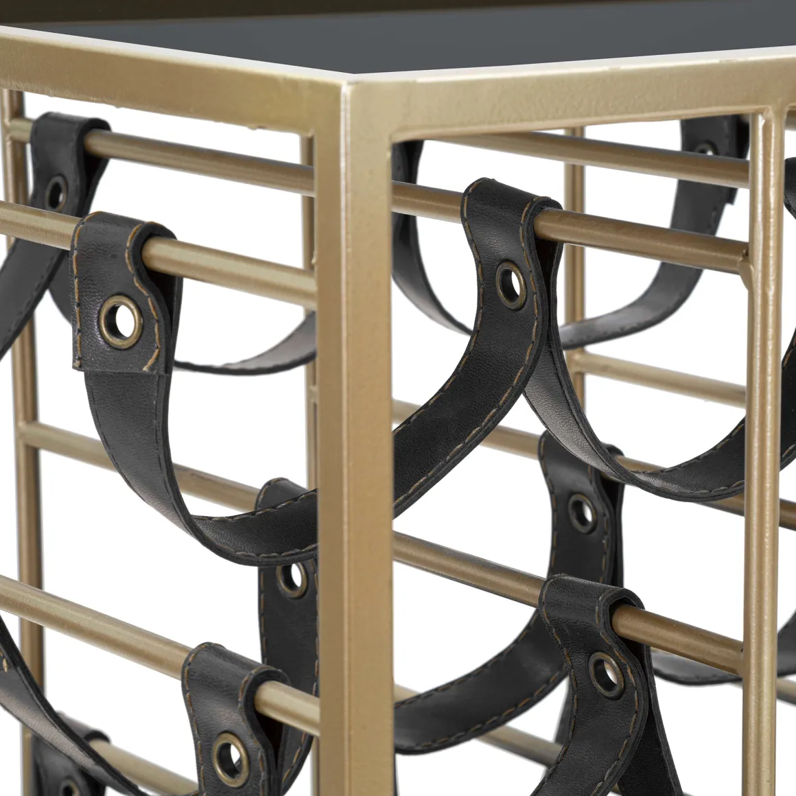 Carrello Nero oro 3 Ripiani Ruote 79x40x82h cm, con Portabottiglie - Druski
