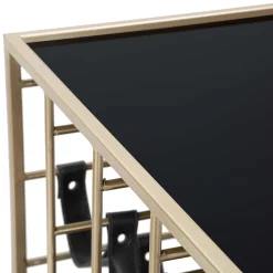 Carrello Nero oro 3 Ripiani Ruote 79x40x82h cm, con Portabottiglie - Druski