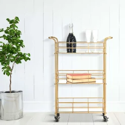 Carrello oro Trasparente Fume 3 Ripiani Ruote 60x31x80h cm, Sfumatura Colore Struttura Fume - Arviat