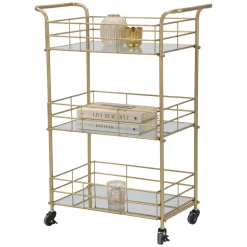 Carrello oro Trasparente Fume 3 Ripiani Ruote 60x31x80h cm, Sfumatura Colore Struttura Fume - Arviat