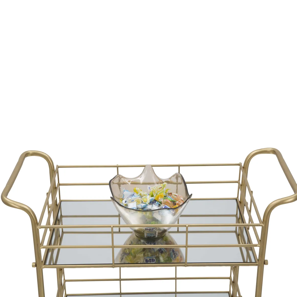 Carrello oro Trasparente Fume 3 Ripiani Ruote 60x31x80h cm, Sfumatura Colore Struttura Fume - Arviat
