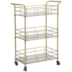 Carrello oro Trasparente Fume 3 Ripiani Ruote 60x31x80h cm, Sfumatura Colore Struttura Fume - Arviat