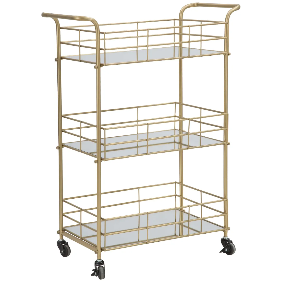 Carrello oro Trasparente Fume 3 Ripiani Ruote 60x31x80h cm, Sfumatura Colore Struttura Fume - Arviat