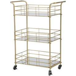 Carrello oro Trasparente Fume 3 Ripiani Ruote 60x31x80h cm, Sfumatura Colore Struttura Fume - Arviat
